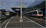 In Interlaken warten der Zentralbahn 150 102-8 nach Luzern und der BOB ABeh nach Lauterbrunnen auf die Abfahrt. 

8. Aug. 2024