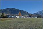 Da in Gstaad gekreuzt wird, kommt gleich darauf der Gegenzug, geschoben von der MOB Ge 4/4 8001.