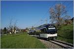 Frühling in St-Légier; inzwischen gehören die GTW ABeh 2/6 zum gewohnten Bild.