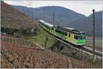 Der wintersportbedingt drei statt zweiteileige AL Regioanlzug 344 bestehend aus dem AL BDeh 4/4 312 und den beiden Bt 362 und 361 wird in wenigen Minuten Aigle D�p�t AL erreichen.