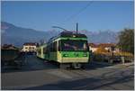 Der TPC Beh 4/8 N° 591 als Regionalzug 424 kurz nach der Haltestelle Aigle Place du Marché auf der Fahrt nach Les Diablerets.