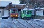 Der TPC BVB BDeh 4/4 82 wartet das Man�ver des TPC BVB Be 2/3 15 ab, um dann bereitgestellt zu werden und den vom Be 2/3 rangierten Wagen auf den Col-de-Bretaye zu schieben.