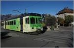 Auf den ersten Kilometern vom SBB Bahnhof bis zum Bahnhof  Aigle Ch�teau ist die ASD als  Strassenbahn  unterwegs, so wie hier kurz nach der Abfahrt des ASD BDe 4/4 402 in Aigle March�.