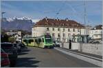 Aus der Gegenrichtung erreicht der TPC ASD ABe 4/8 471 auf der Fahrt als R71 von Aigle nach Les Diablerets den Halt Aigle Marché.