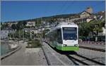 Der TransN Be 4/8 32 erreicht als Regionalzug R 15 5675 von Boudry kommend sein Ziel Neuch�tel Place Pury Littorail.