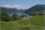 Die ehemaligen MThB Fahrzeuge passen wunderbar in die Juralandschaft des Vallée de Joux.