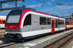  Der Travys Be 4/4 3001 ist am 18.05.2018 einzeln beim Bahnhof Yverdon-les-Bains abgestellt.
