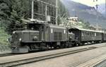 RhB Ge 6/6 I Nr.412 mit GmP in Bergün im August 1990.