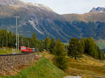   Geführt von dem Steuerwagen RhB BDt 1722 erreicht der Regionalzug (R 1917) von Sagliains am 13.09.2017 nun bald den Bahnhof Pontresina.