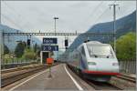 Ein SBB ETR 470 als Ec 16 auf der Fahrt von Milano nach Zürich fährt in Faido durch.