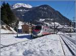 Ein FS ETR 610 auf der Fahrt von Zürich nach Milano als EC 15 bei der Durchfahrt in Airolo.