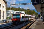 Der dreiteilige SBB NPZ Domino-Zug, bestehend aus dem Triebwagen RBe 560 DO 94 85 7 560 210-7 CH-SBB, dem B-INOVA-Zwischenwagen B NPZ DO 50 85 29-43 134-0 CH-SBB und dem ABt NPZ Domino-Steuerwagen 