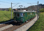SBB/Draisinen Sammlung Fricktal: Vergleichsaufnahme zu ID 574 801 vom 8.9.2017.
Der von der Draisinen Sammlung Fricktal gerettete RBe 4/4 1405, ehemals SBB, im Ursprungszustand auf Sonderfahrt auf der alten Stammstrecke Olten-Bern, kurz vor Burgdorf am 22. April 2017.
Wie diese Aufnahme zeigt, hat sich die sehr gut gelungene Aufarbeitung sehr gelohnt.
Foto: Walter Ruetsch  