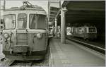 Bei schwierigen Lichtverhältnissen sind hier der MOB ABDe 8/8 4004  Fribourg  und der Rochers de Naye Bhe 2/4 204 in Montreux zu sehen.