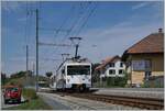 Der AVA (ex WSB/AAR) Be 4/4 17 ist mit einem wenig passenden Steuerwagen in Zetzwil auf dem Weg nach Menziken.