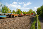 WASCOSA AG Doppeltaschenwagen Typ T3000es in Gelenkbauart (sechsachsiger Gelenk-Taschenwagen) 33 85 4956 190-4 CH-WASCO der Gattung Sdggmrss, f�r den Transport von Sattelanh�nger, Gro�container und