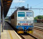   Die ČD 362 110-9 (CZ ČD 91 547 362 110-9), ex ČD 363 110-8,  erreicht mit dem Rx 760  Vyšehrad  (Praha hl.n.